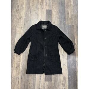Guess Women's Black Tweed Coat Size Large